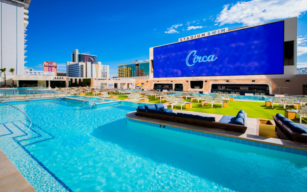 Stadium Swim pools and large screen