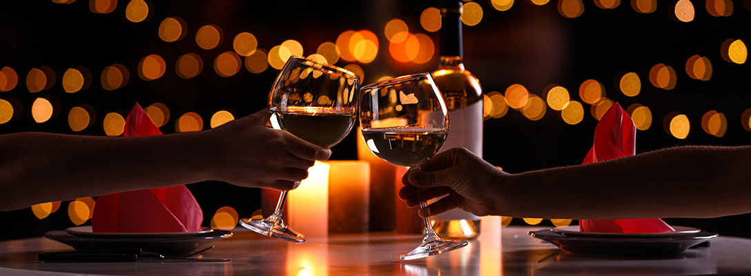 Couple Toasting Wine on Valentine’s Day in Las Vegas