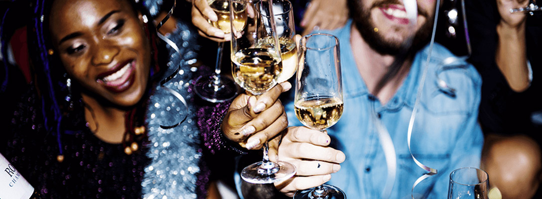 Friends Toasting Champagne at Las Vegas NYE Party