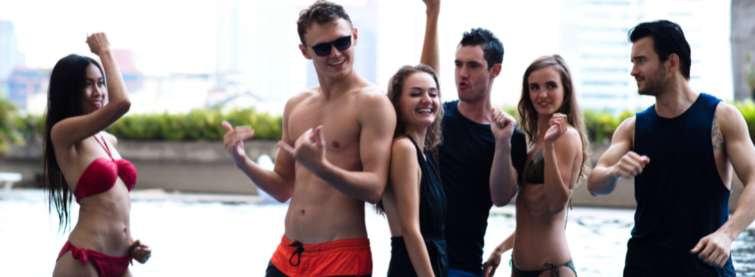 Friends Dancing During Las Vegas Pool Party