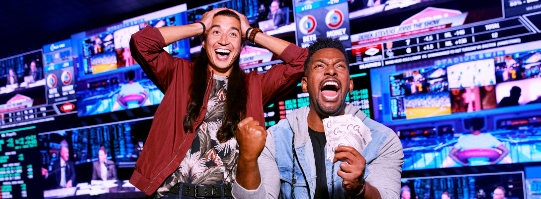 Friends Celebrating Pro Football Betting Win at Circa Las Vegas