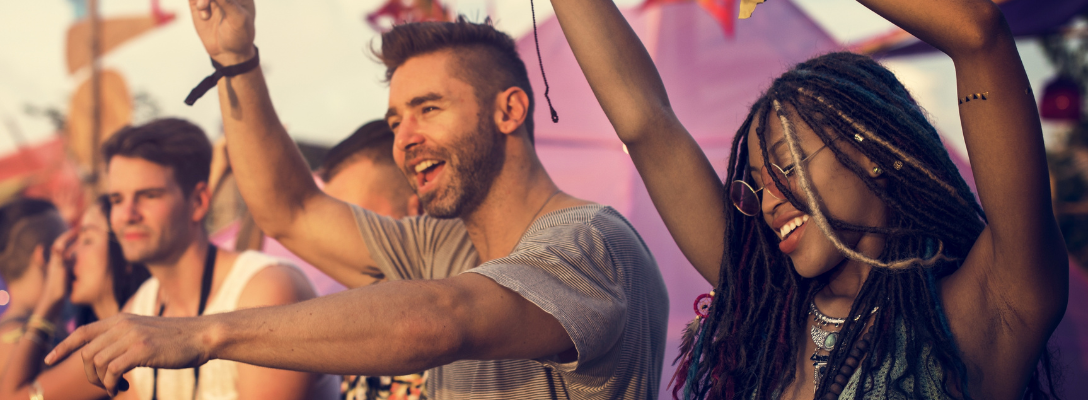 Friends Enjoying Time at Music Festival in Las Vegas