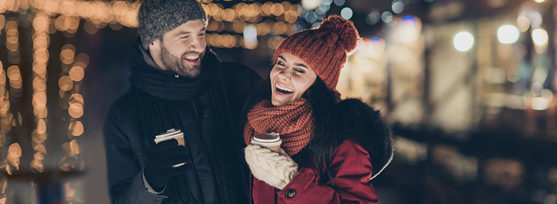 Couple Having fun in Las Vegas in Winter