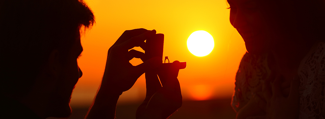 Person Proposing in Las Vegas at Sunset