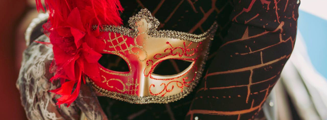 Person with Masquerade Mask for Las Vegas Halloween Party