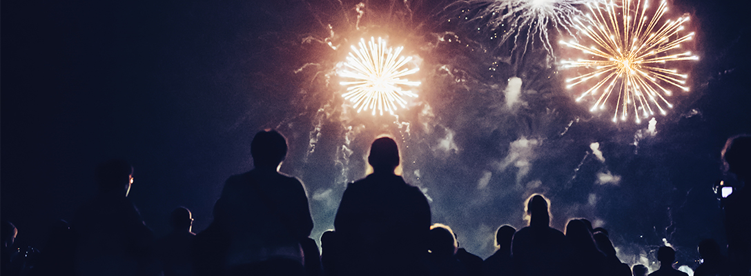 People Watching Las Vegas Fireworks Show on New Year’s Eve