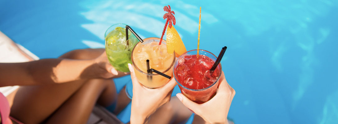 People Drinking Margaritas from Pool Dining Menu
