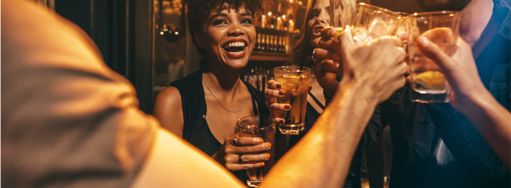 Friends Enjoying Drinks at Las Vegas Speakeasy